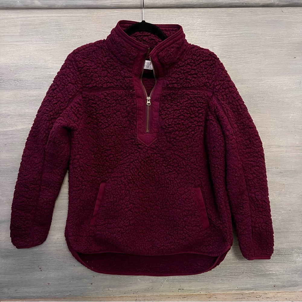 Time and Tru Burgundy Sherpa Pullover Medium Good Condition